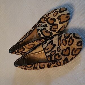 SAM EDELMAN Jordy genuine dyed calf hair leopard print classic loafer size 8M